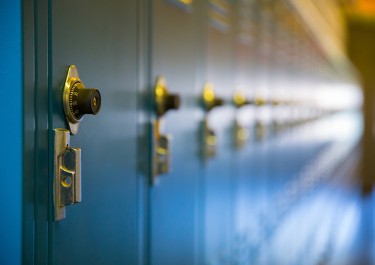 Stock photo: Row of blue school lockers