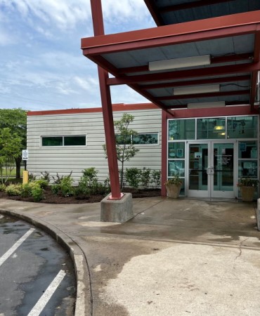 The entrance area of Hartman Park Community Center