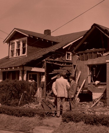 Photo: Archive photo of the bombed house of Z. Alexander Looby in 1960