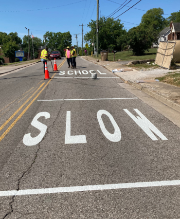 Ivanetta H. Davis Early Learning Center on South Hamilton Road After Implementation of Slow Roadway Markings